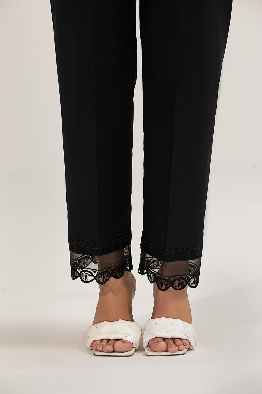 PE21-10-Embroidered Organza & Scallop Detailing Straight Trouser-1PC 